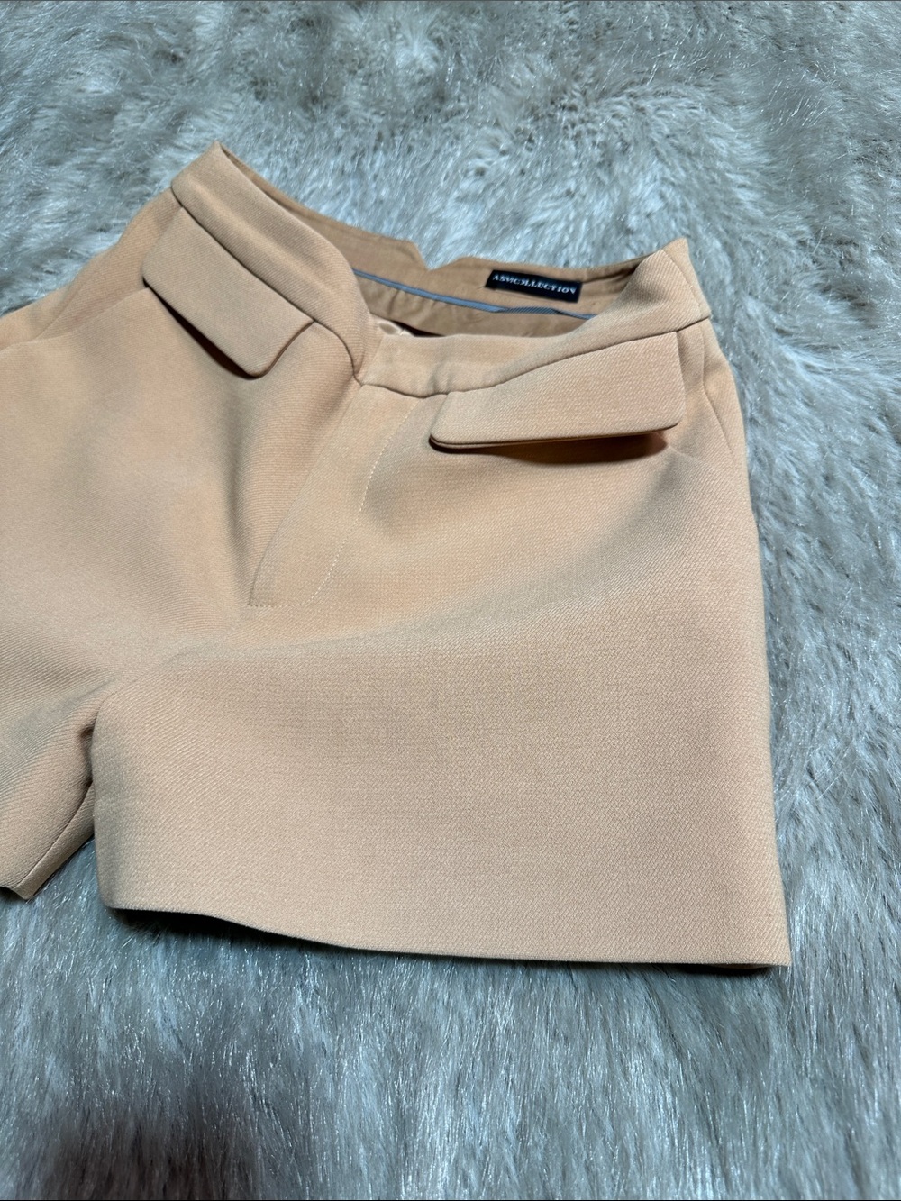 High-Rise Tailored Tan Women’s Shorts - Picture 4 of 9